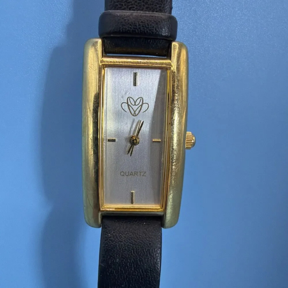Vintage Pierre Cardin Gold-Tone Tank Watch - White Dial - New Battery Runs Great
